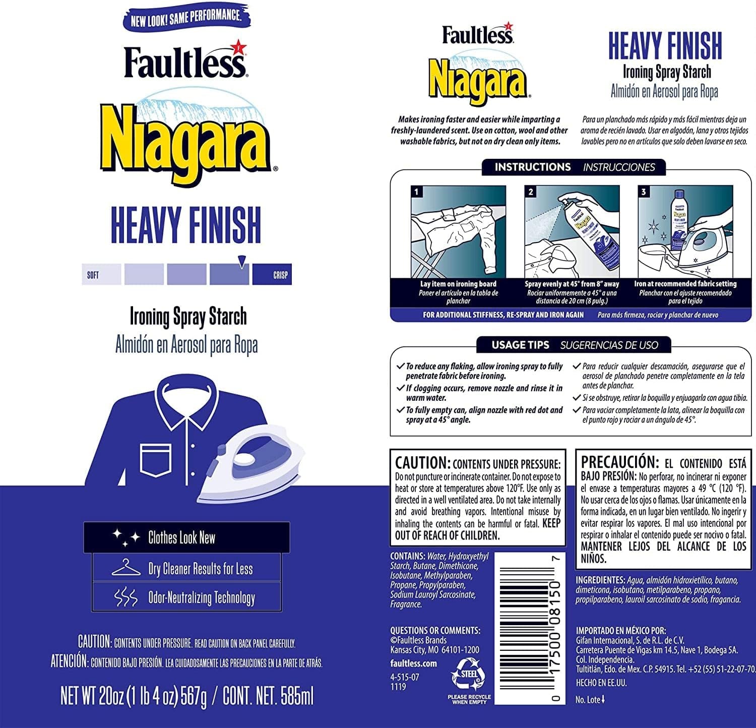 Heavy Starch Spray (20 Oz, 6-Pack) -  Heavy Finish Liquid Starch: Iron Aid Spray Pack for Clothes & Fabrics
