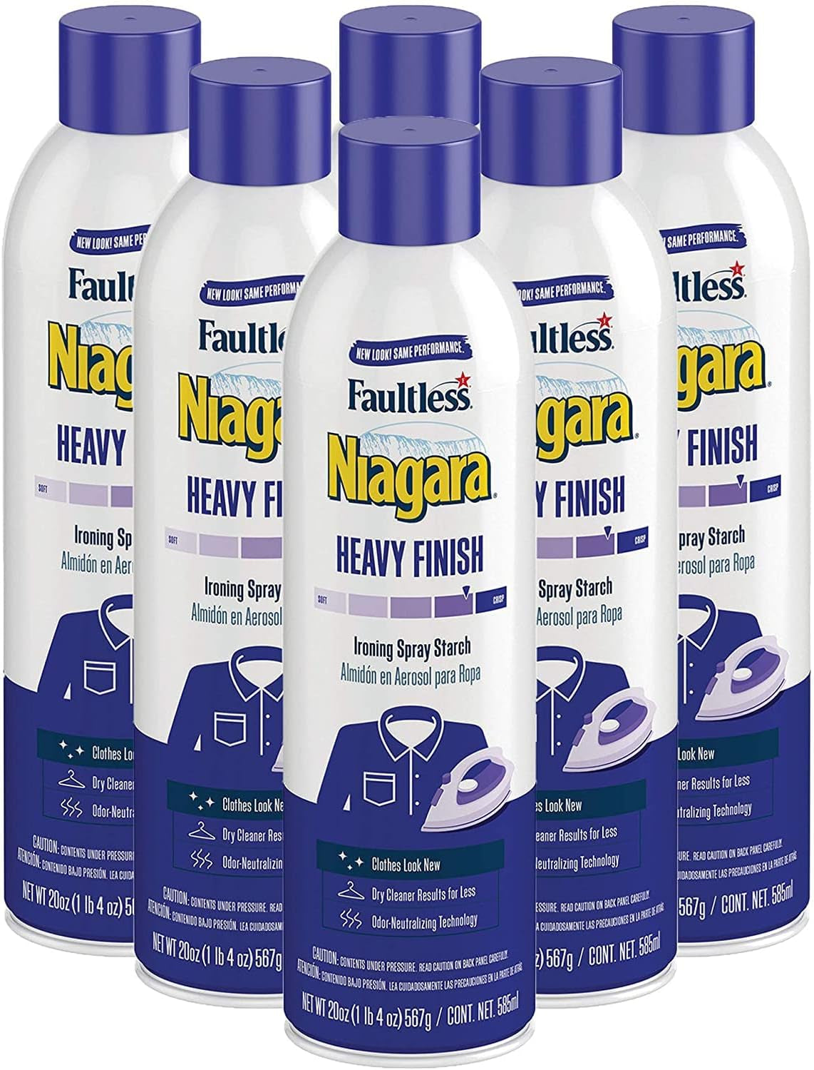 Heavy Starch Spray (20 Oz, 6-Pack) -  Heavy Finish Liquid Starch: Iron Aid Spray Pack for Clothes & Fabrics