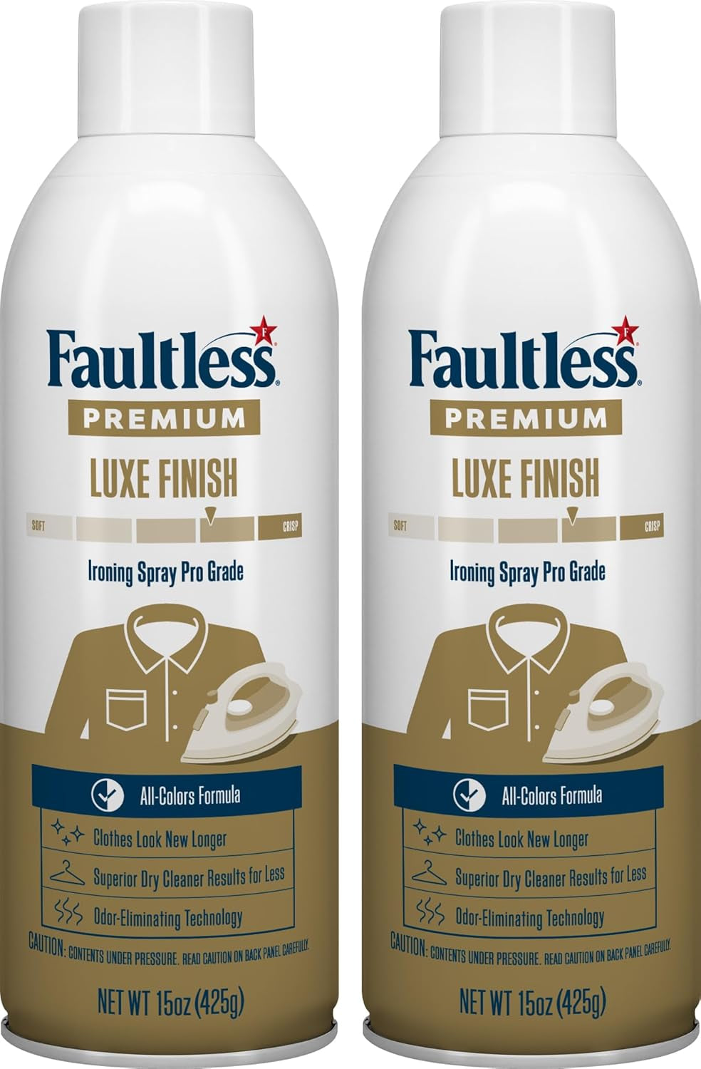 Premium Luxe Ironing Spray (15 Oz, 2 Pack) - Professional Iron Spray to Starch Clothes & Fabric - Reduce Ironing Time with No Flaking, Sticking or Clogging