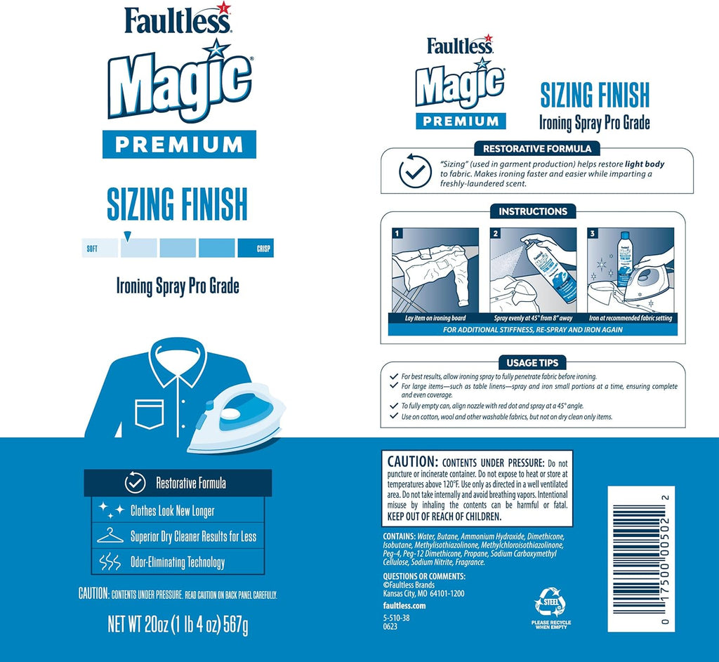 Faultless Starch 00502 Magic Sizing Fabric Finish, 20 Oz (Pack of 4)