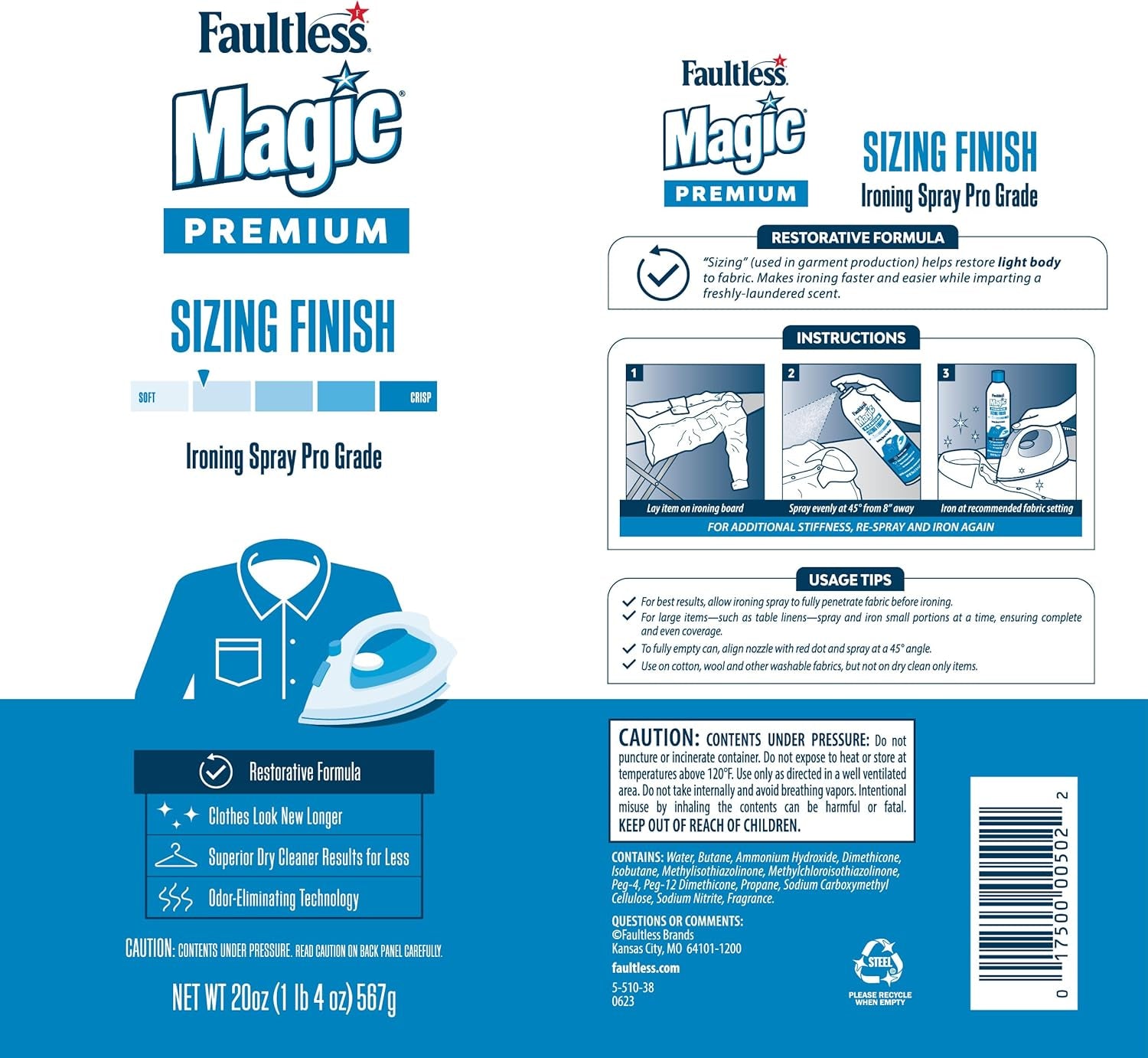 Faultless Starch 00502 Magic Sizing Fabric Finish, 20 Oz (Pack of 4)