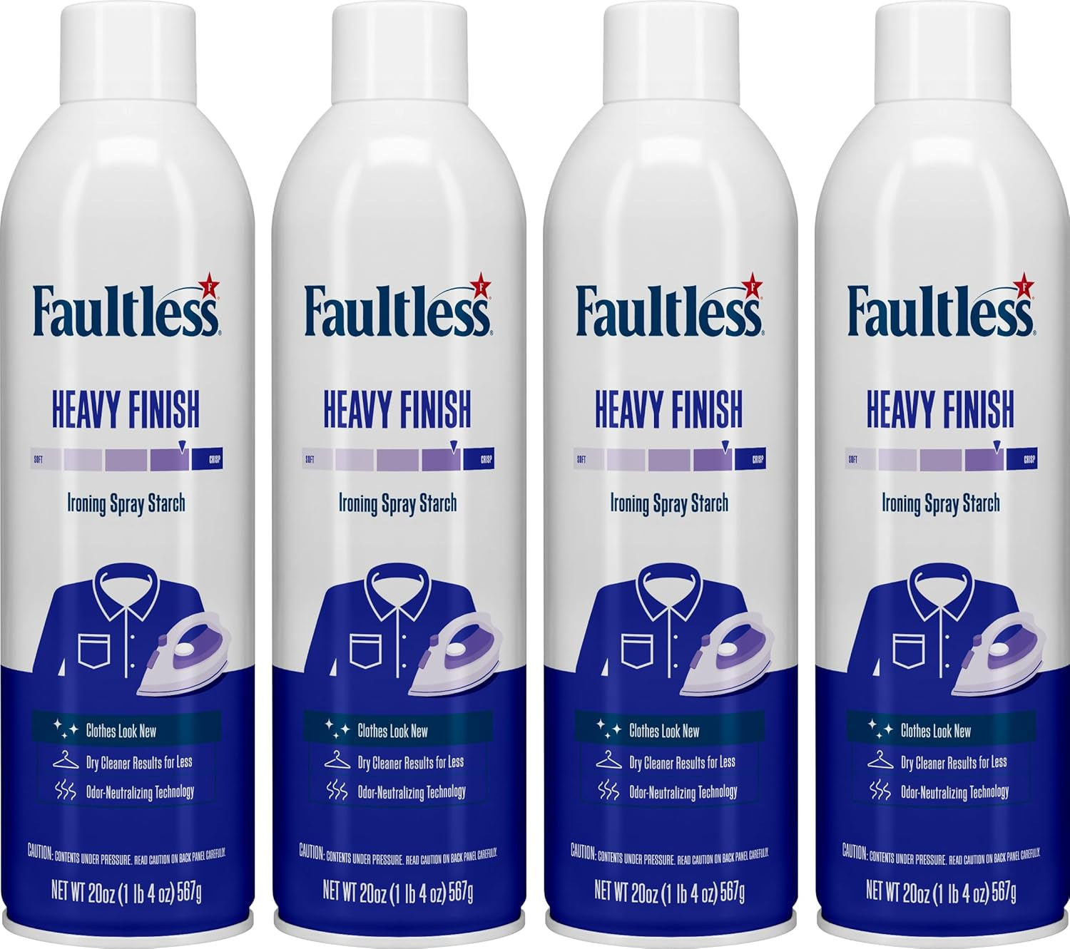 Laundry Starch Spray,  Heavy Spray Starch 20 Oz Cans for a Smooth Iron Glide on Clothes & Fabric Even Spray, Easy Iron Glide, No Reside (Pack of 4)